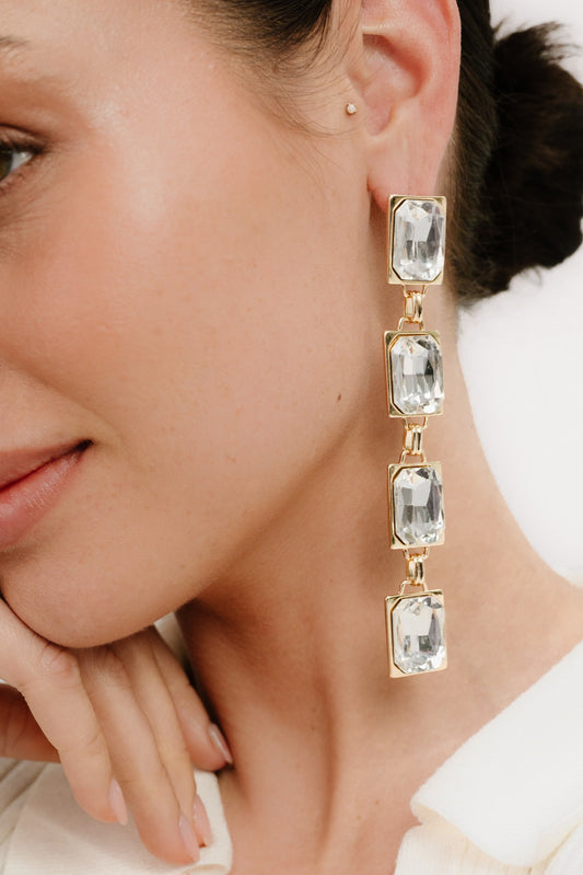 Four Crystal Stone Drop Earrings