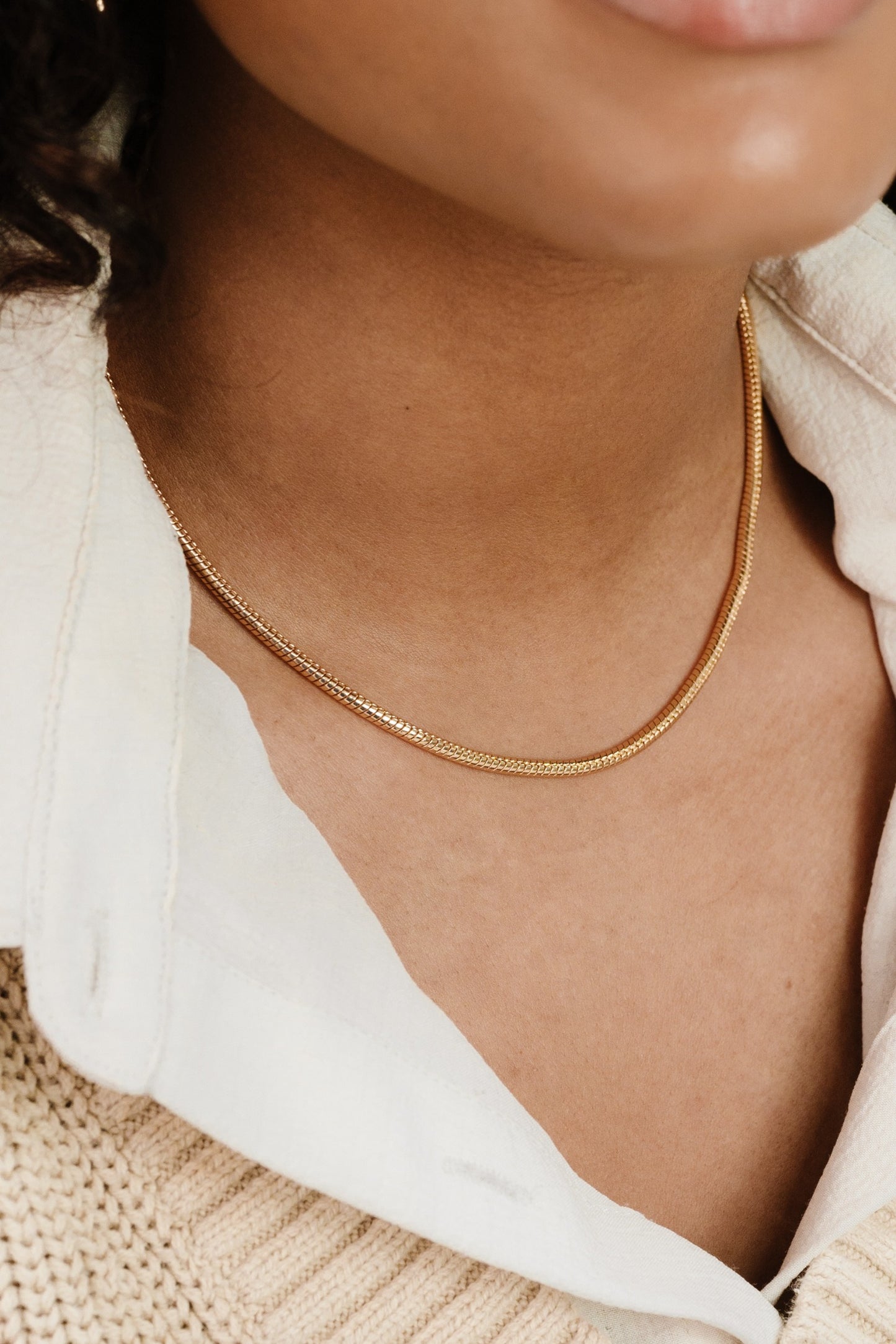 Classic Snake Chain Necklace on model