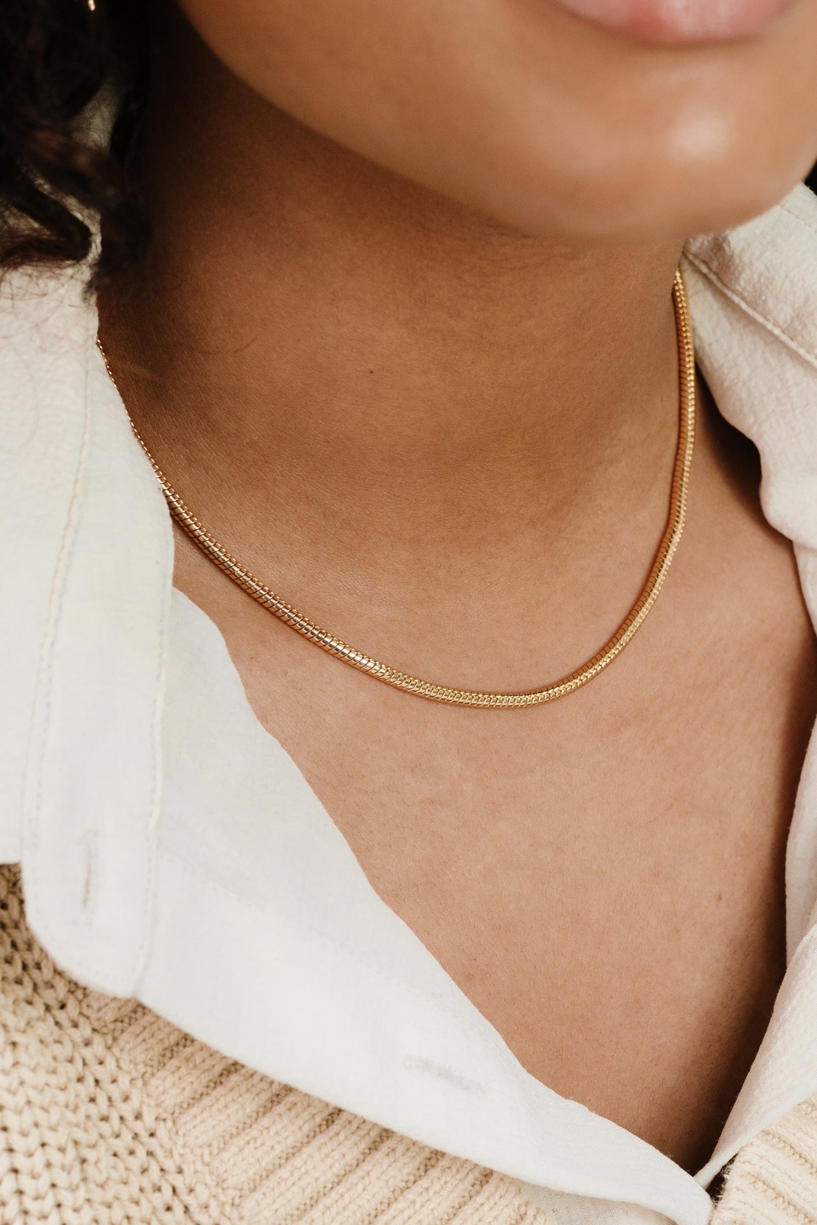 Classic Snake Chain Necklace on model
