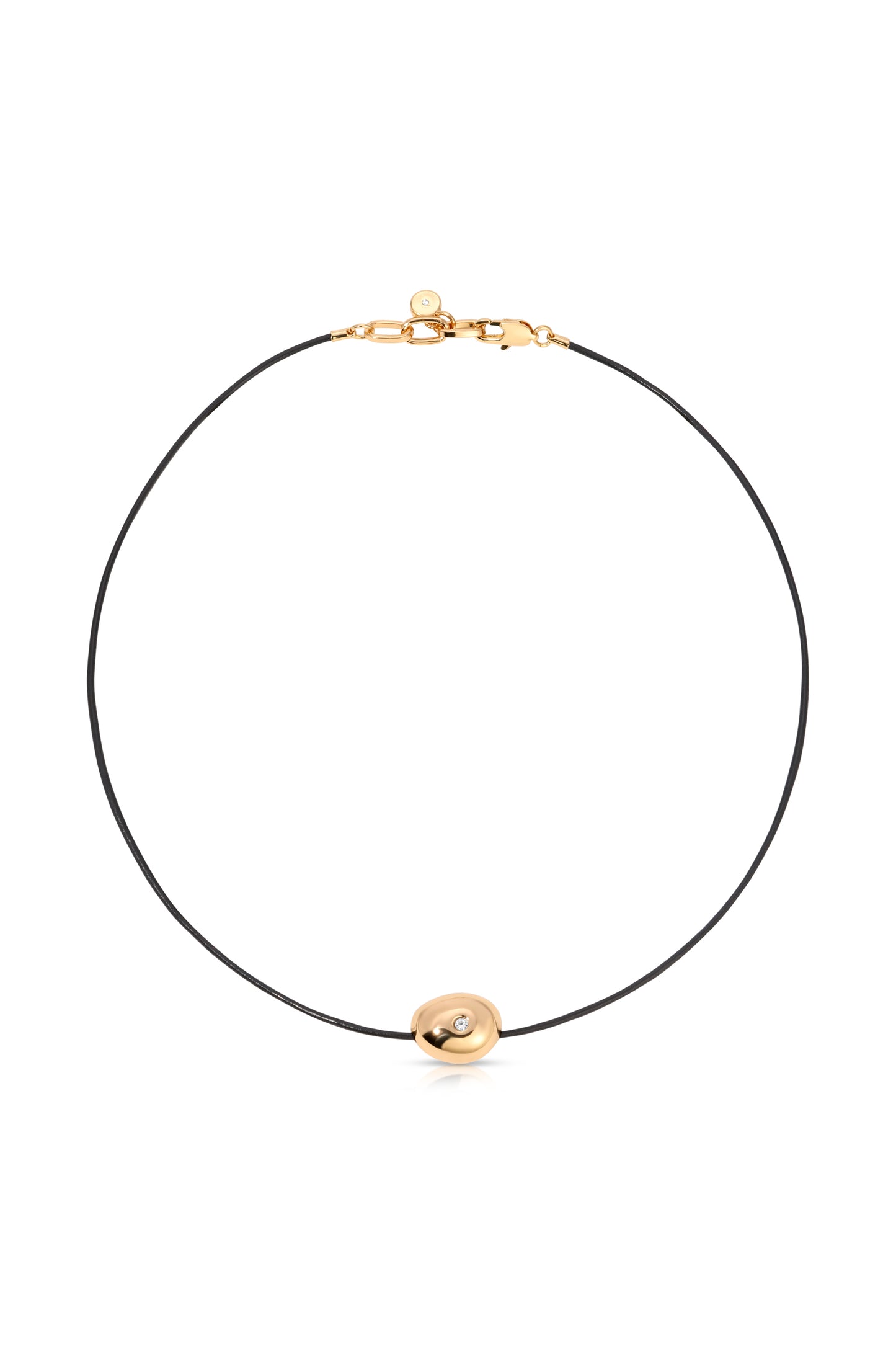 Single Crystal Polished Pebble Leather Pendant Necklace full