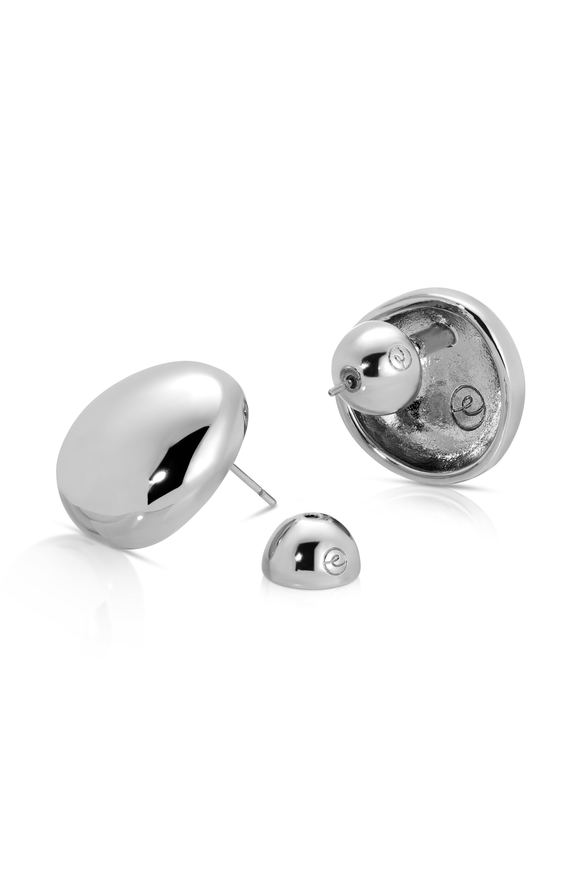 Polished Pebble Stud Earrings rhodium full