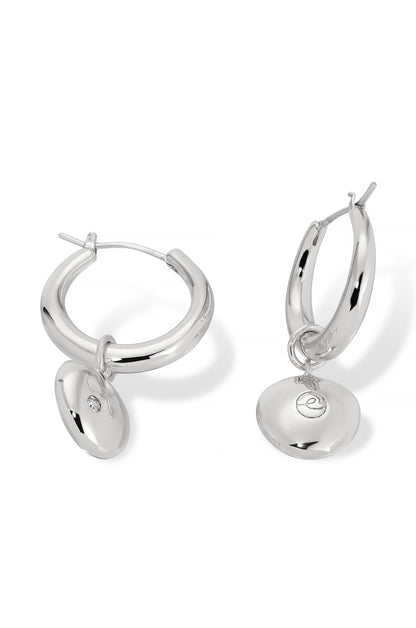 Polished Pebble Huggie Hoop Earrings in rhodium