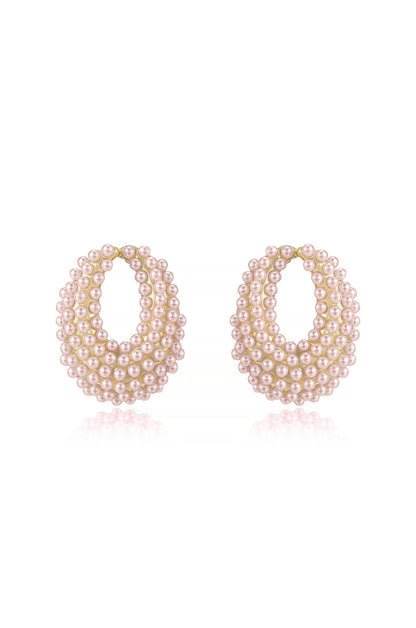 Classic Pearl Cluster 18k Gold Plated Stud Earrings in pink