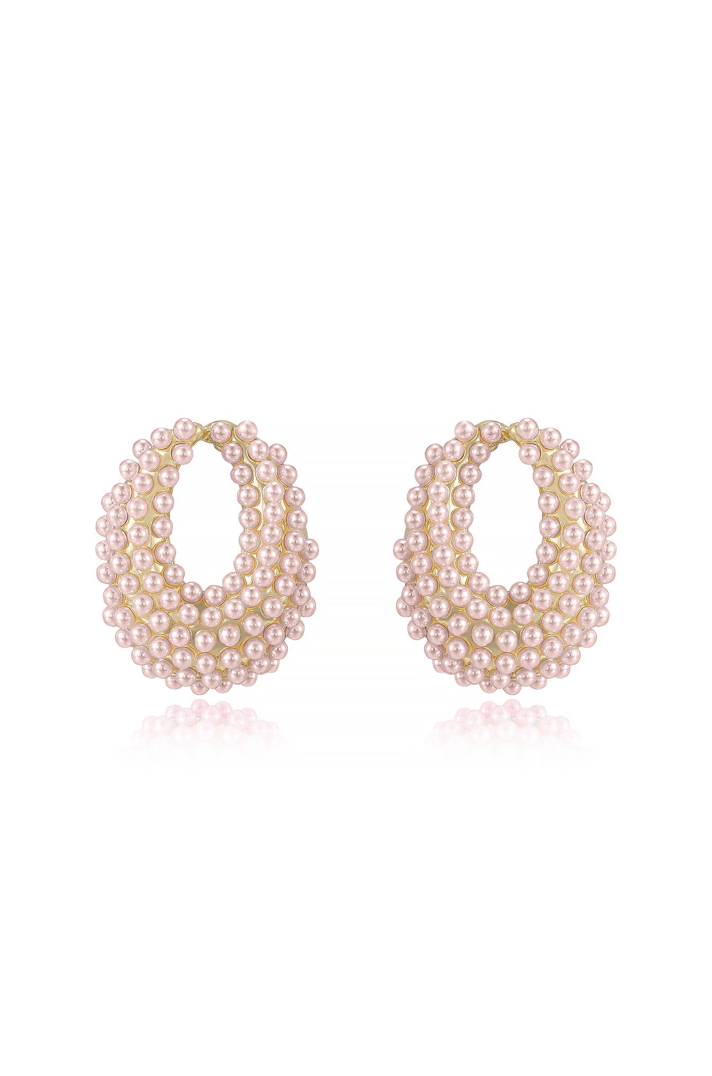 Classic Pearl Cluster Stud Earrings in pink