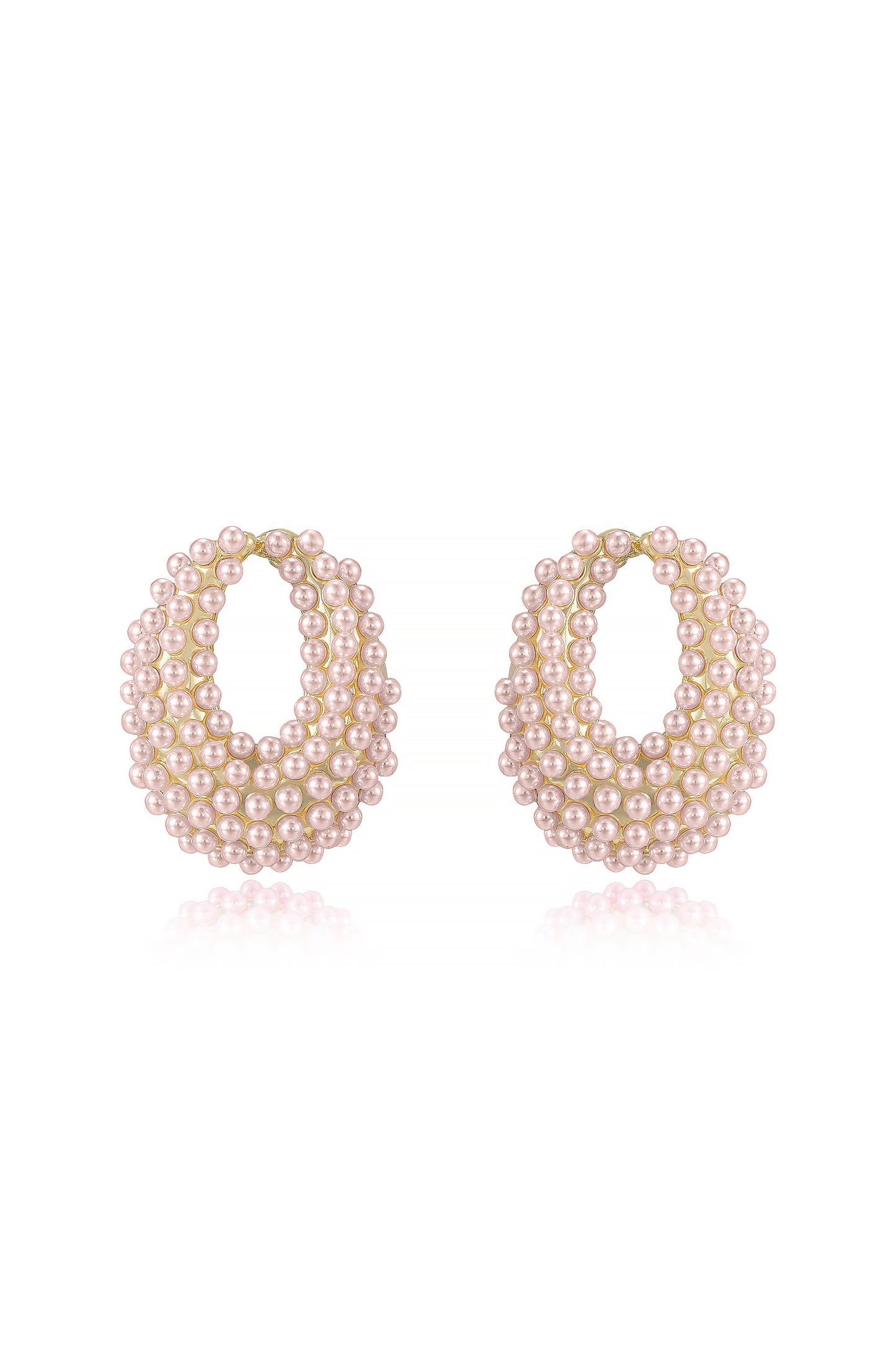 Classic Pearl Cluster Stud Earrings in pink