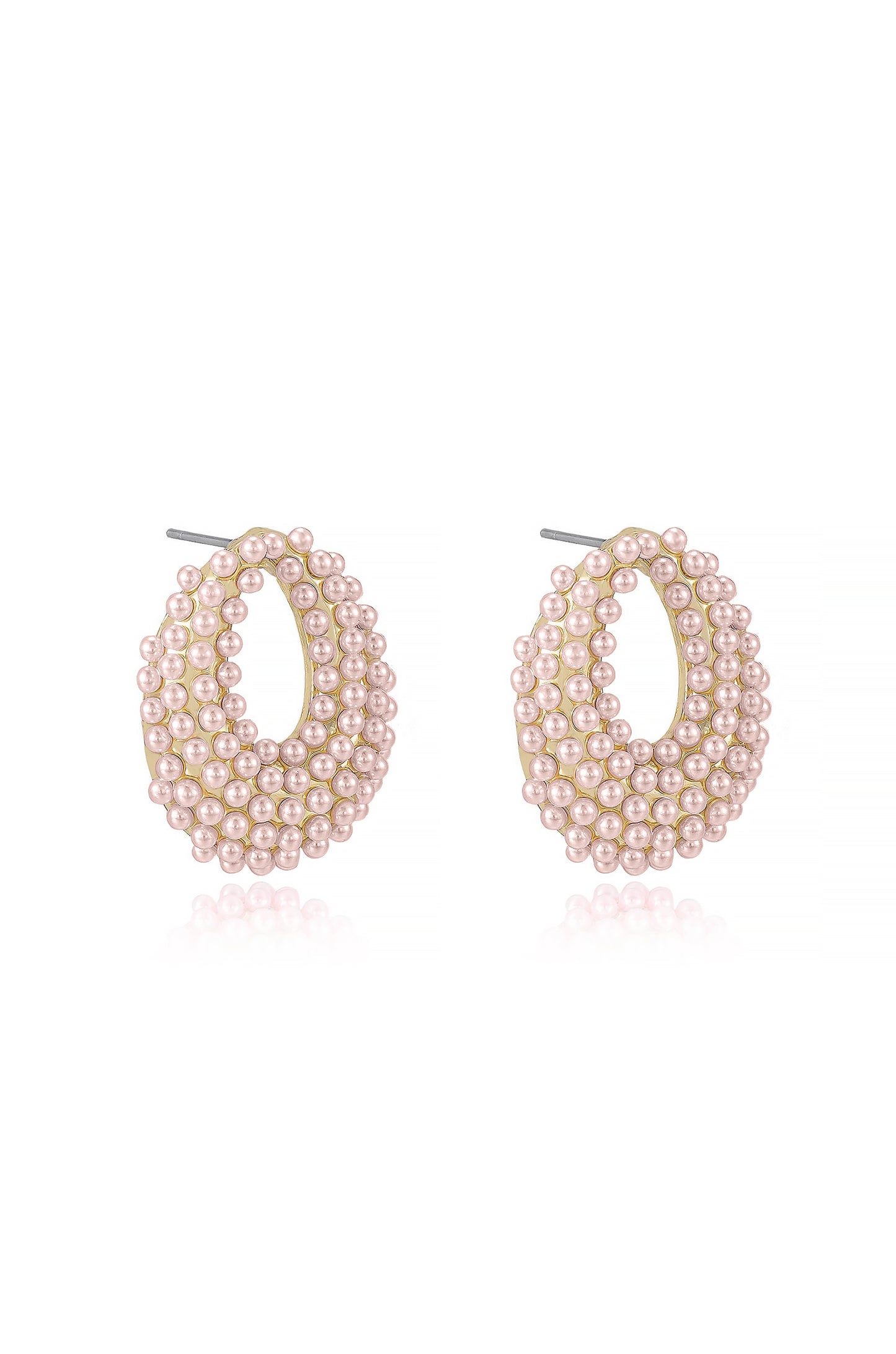 Classic Pearl Cluster 18k Gold Plated Stud Earrings in pink side view