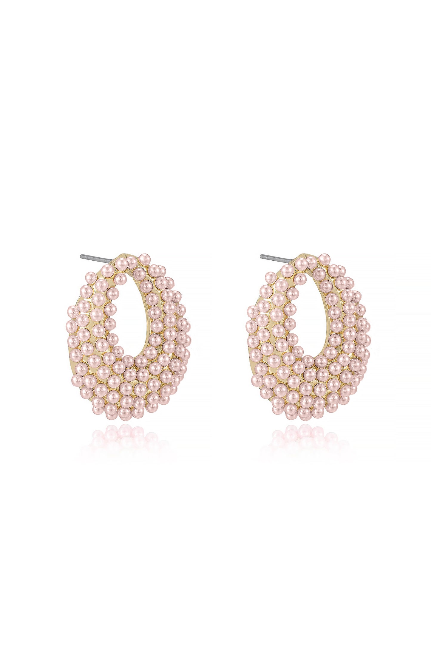 Classic Pearl Cluster Stud Earrings in pink side view