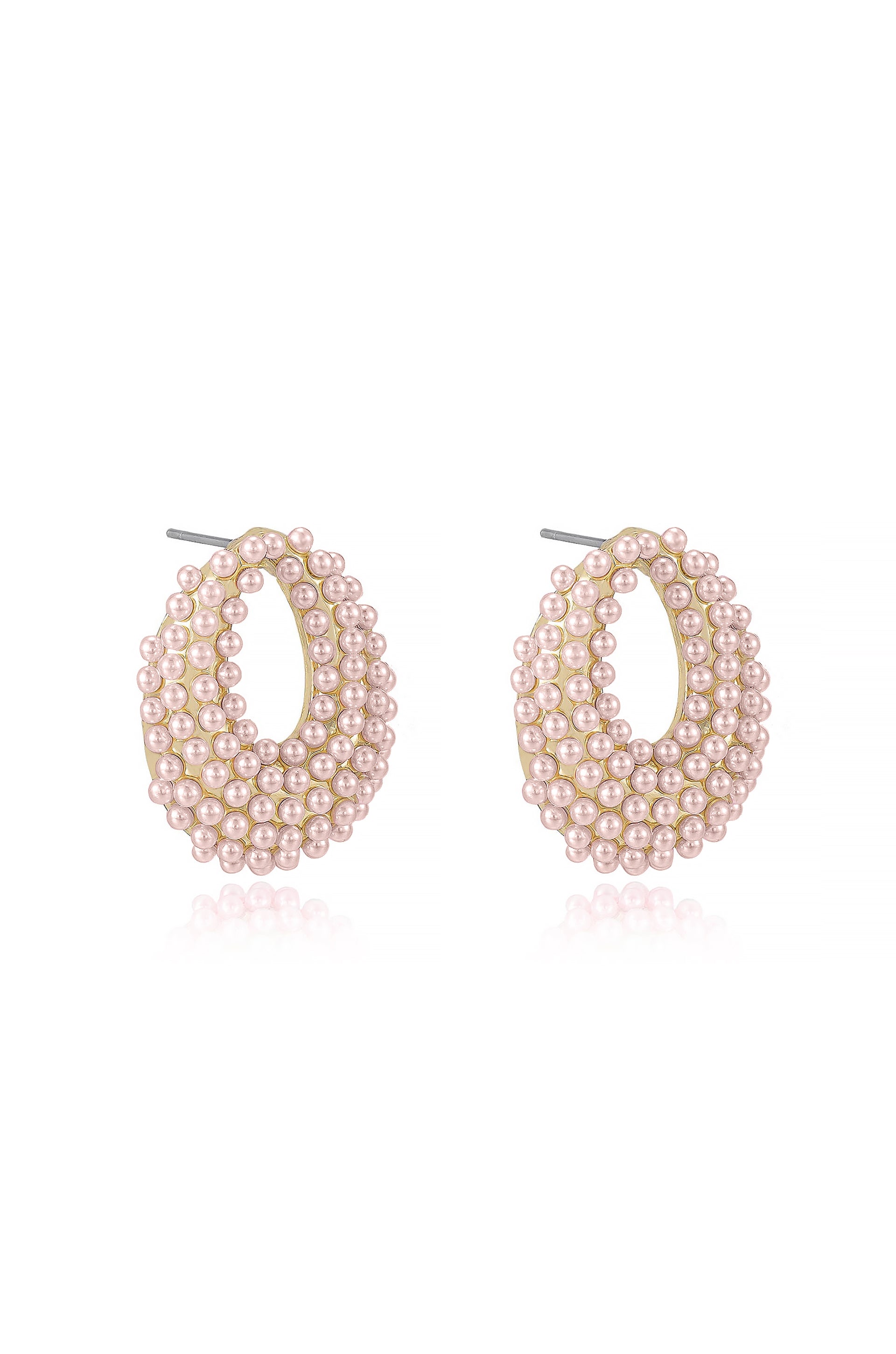 Classic Pearl Cluster Stud Earrings in pink side view