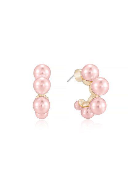 Five Point Pearl 18k Gold Plated Hoop Earrings in pink