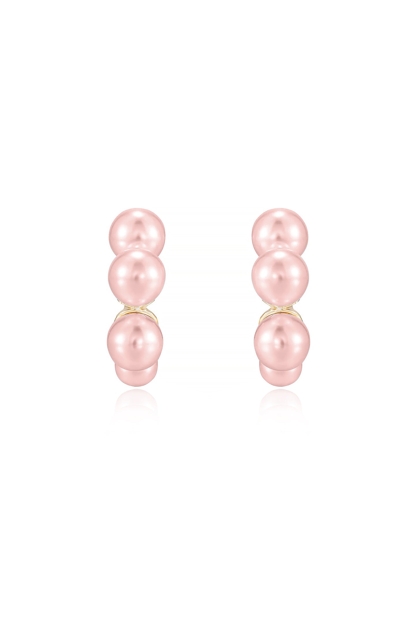 Five Point Pearl 18k Gold Plated Hoop Earrings in pink front view