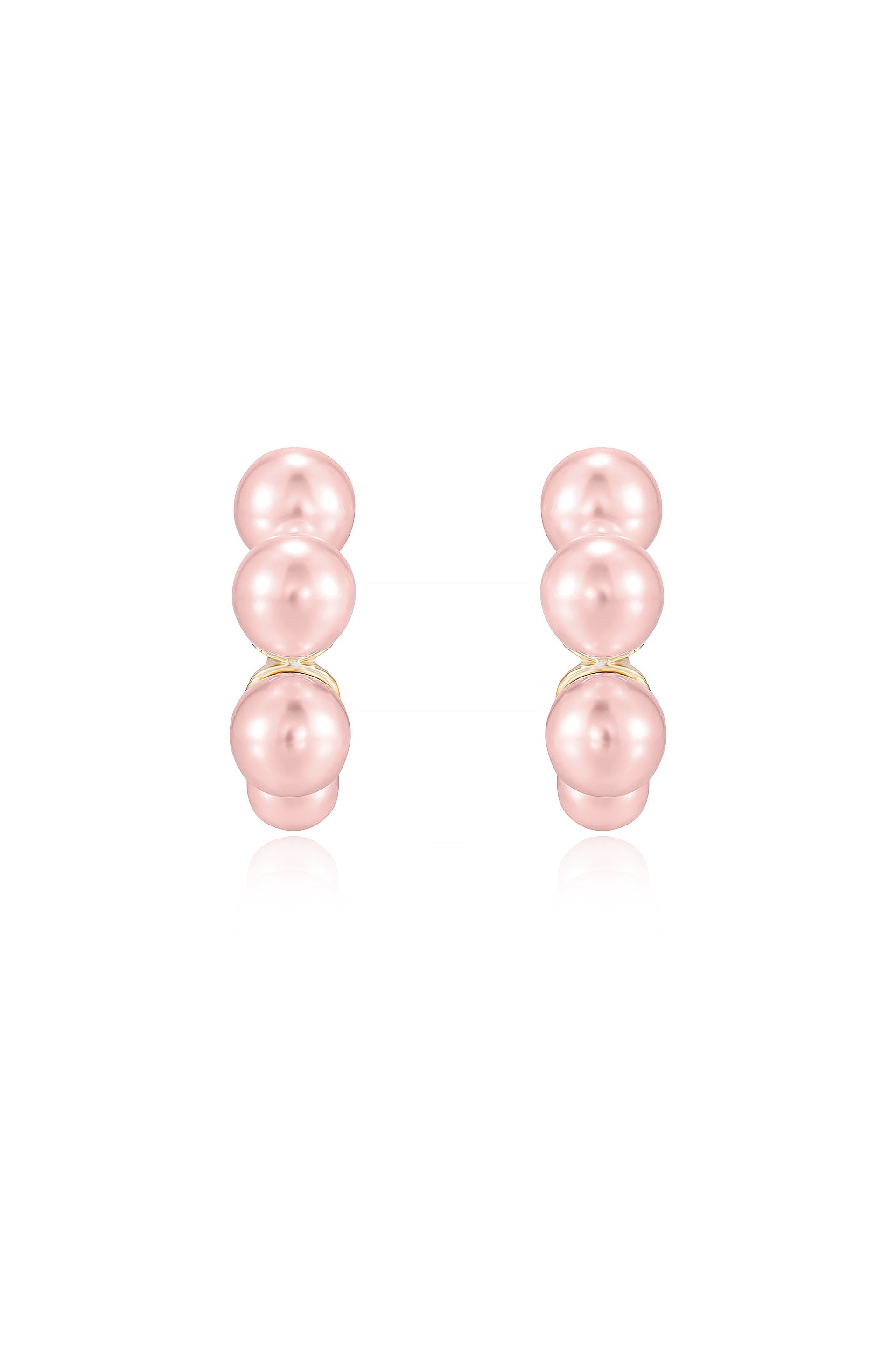 Five Point Pearl 18k Gold Plated Hoop Earrings in pink front view