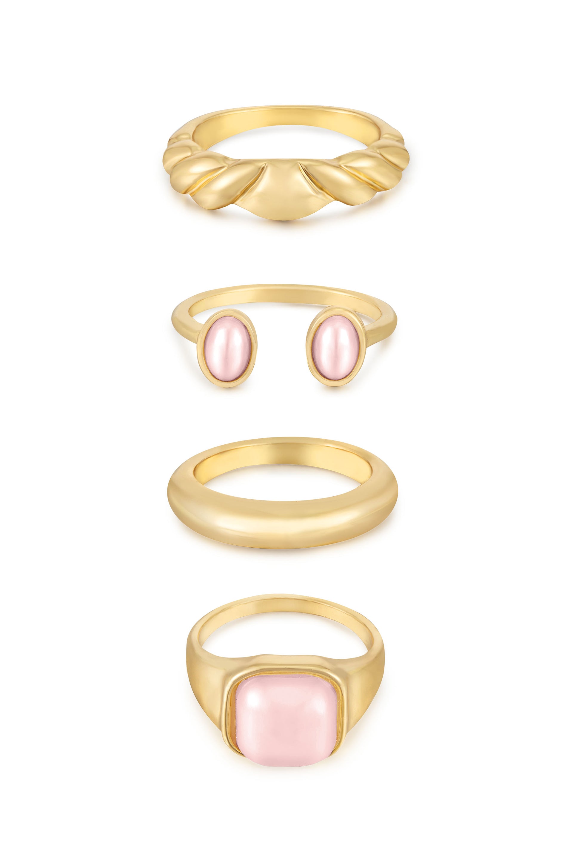 Ultimate Babe 18k Gold Plated Ring Set in pink