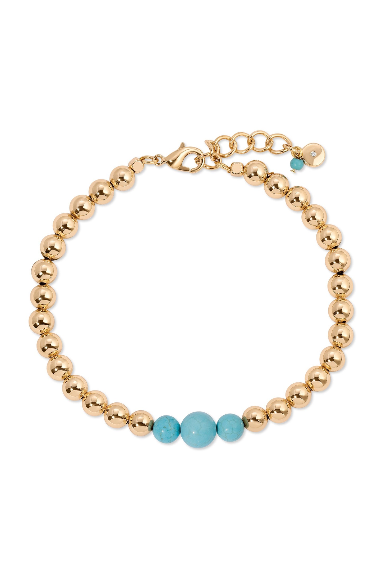 Crystal Ball Anklet in turquoise