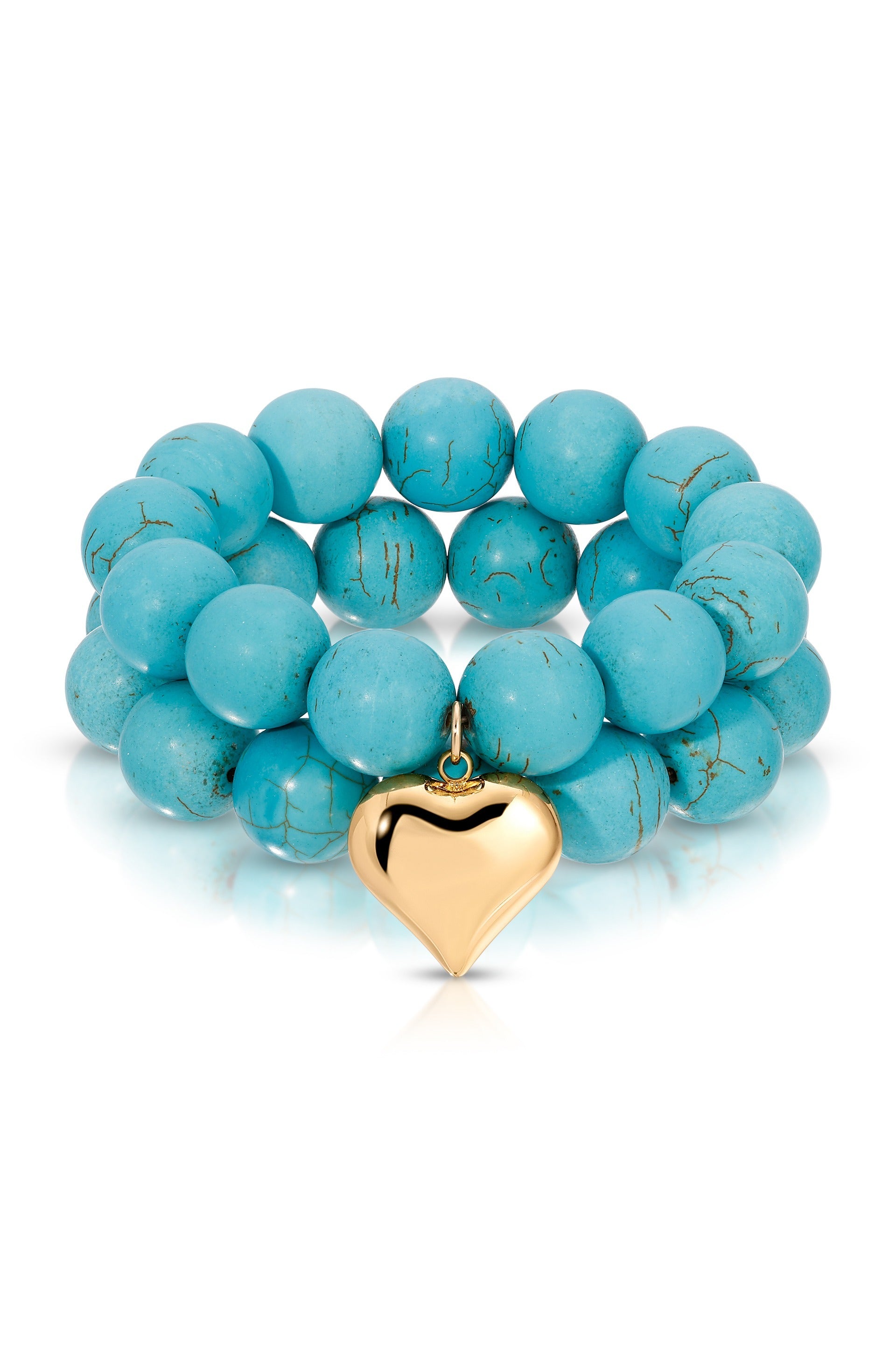 Luck and Love Turquoise Elastic Bracelet Set