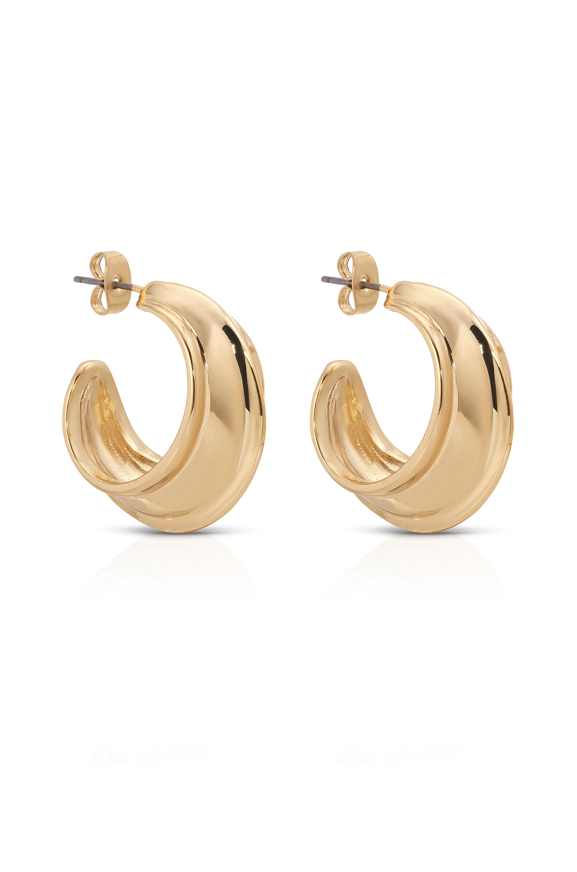 Simple Crescent 18k Gold Plated Earrings side