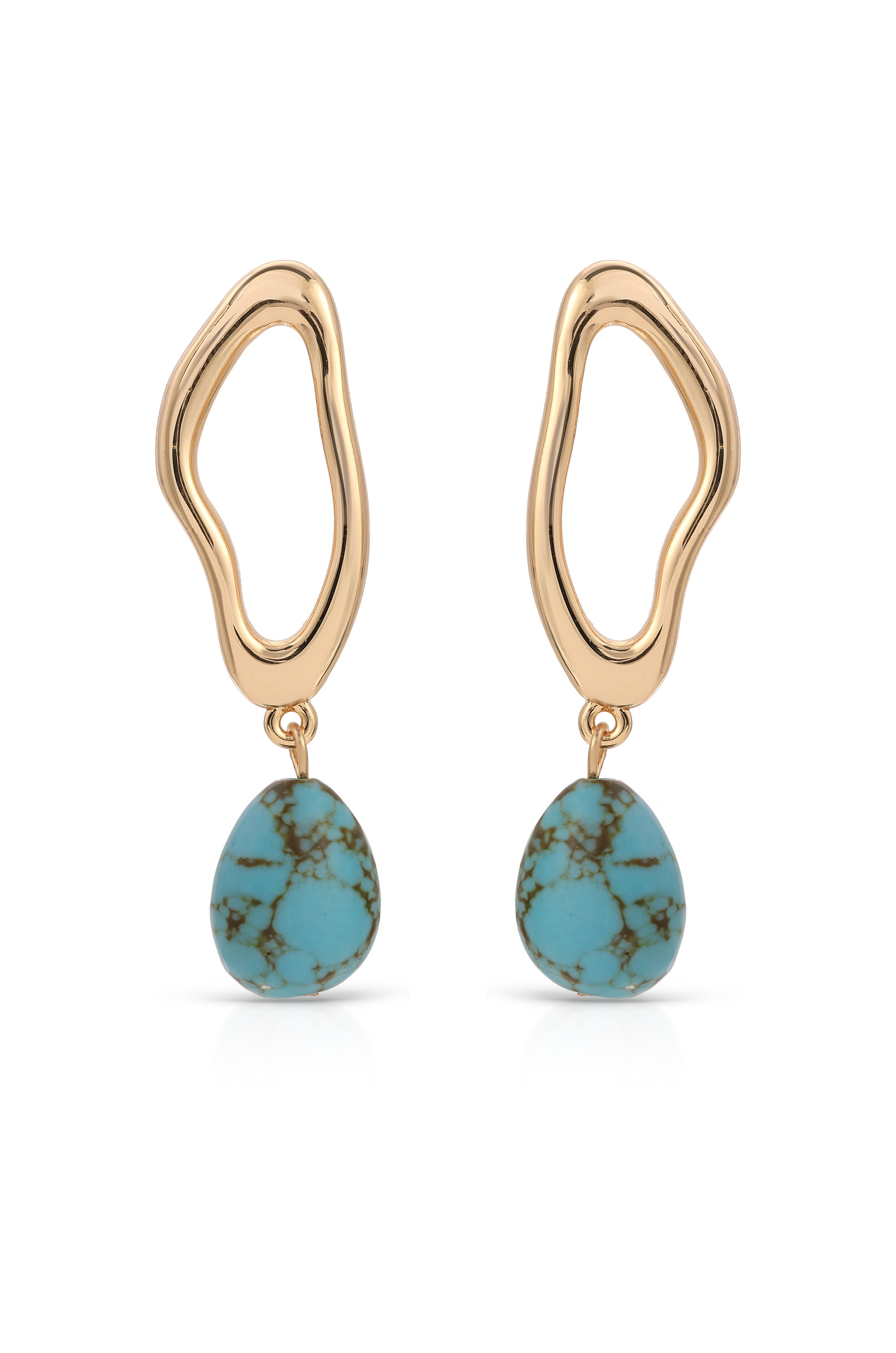 Open Circle Turquoise Dangle Earrings