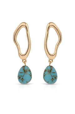 Open Circle Turquoise Dangle Earrings