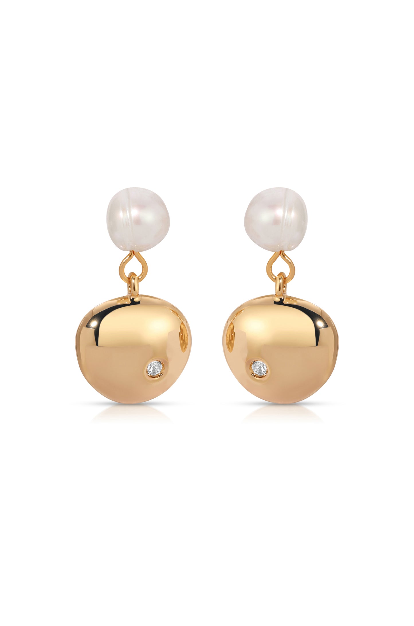 Small Pebble and Pearl Dangle Earrings