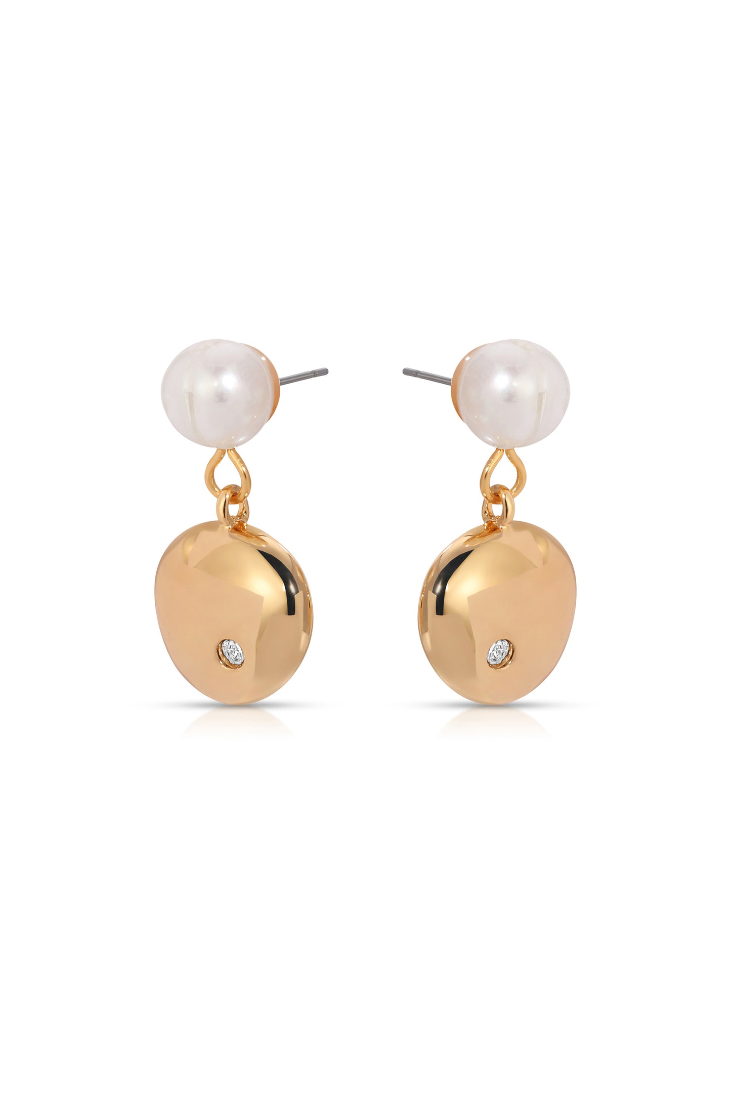 Small Pebble and Pearl Dangle Earrings side