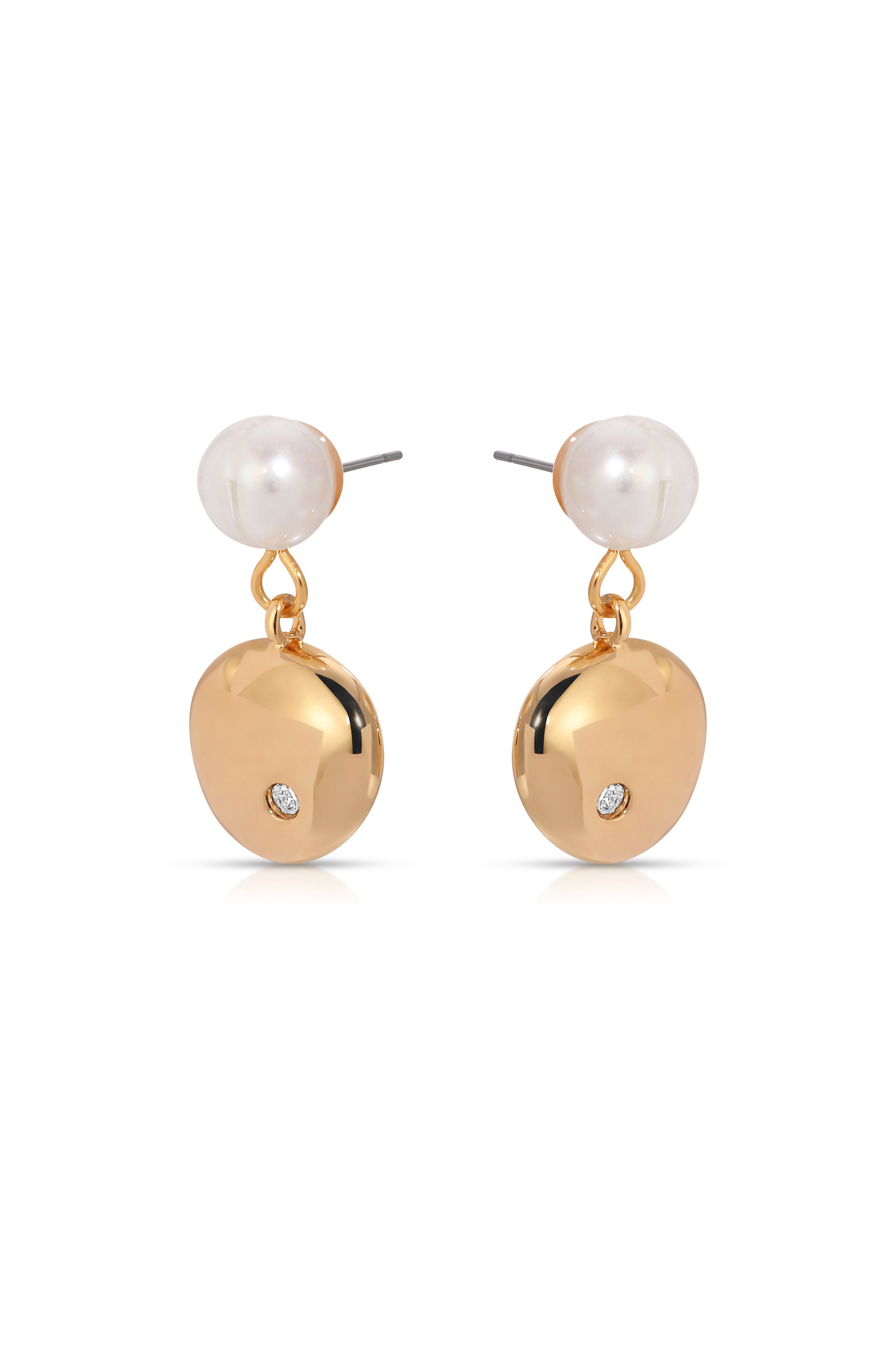 Small Pebble and Pearl Dangle Earrings side