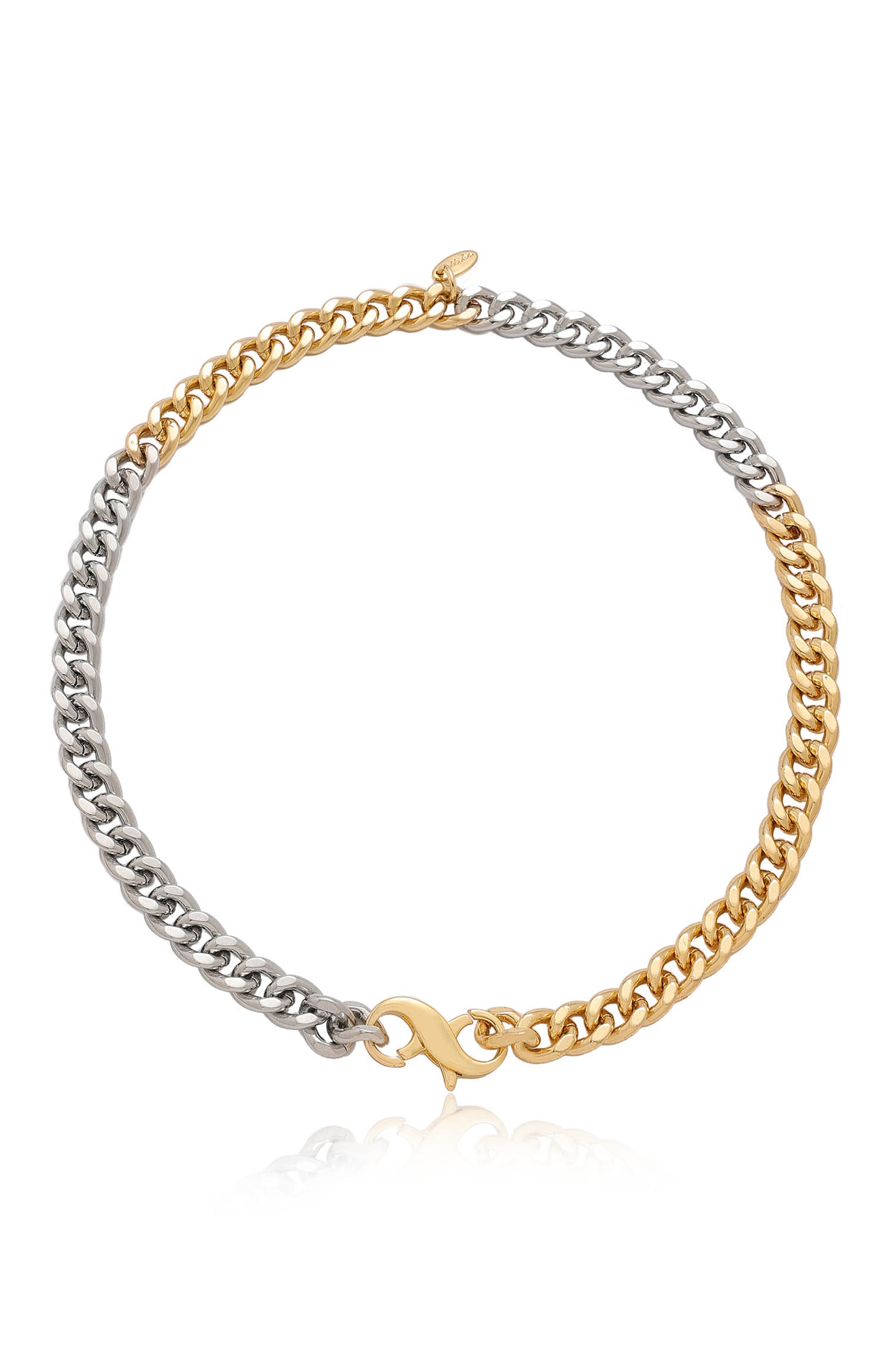 Mixed Metal Chain Link Necklace rhodium and gold