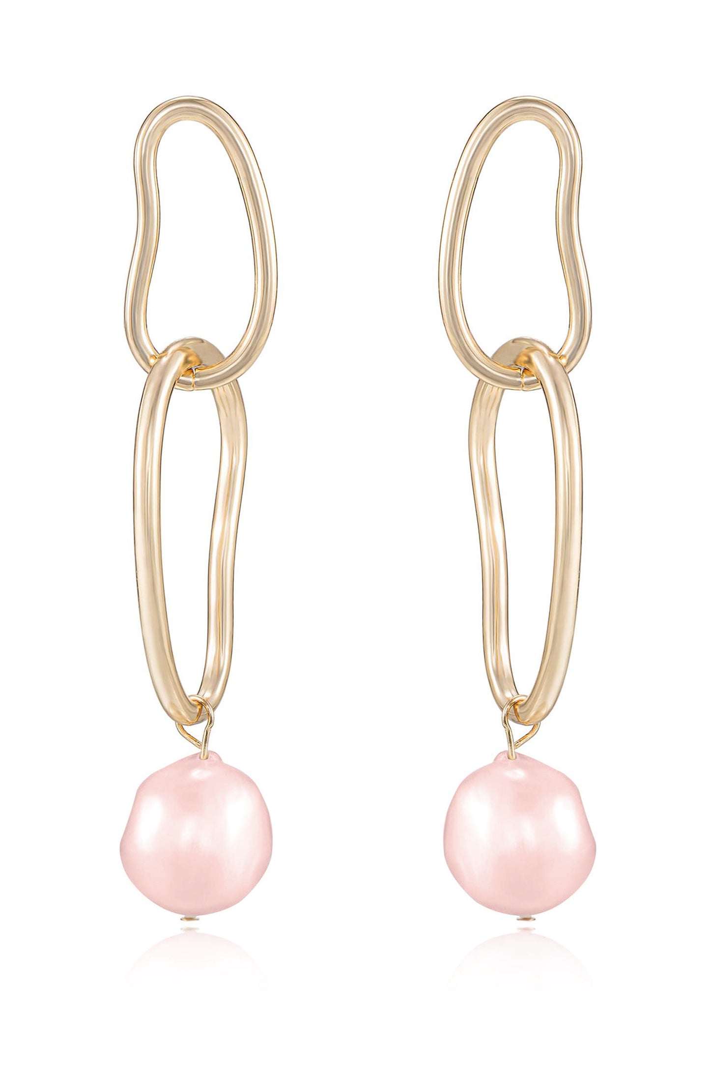 Mara Dangle Pearl 18k Gold Plated Earrings in pink