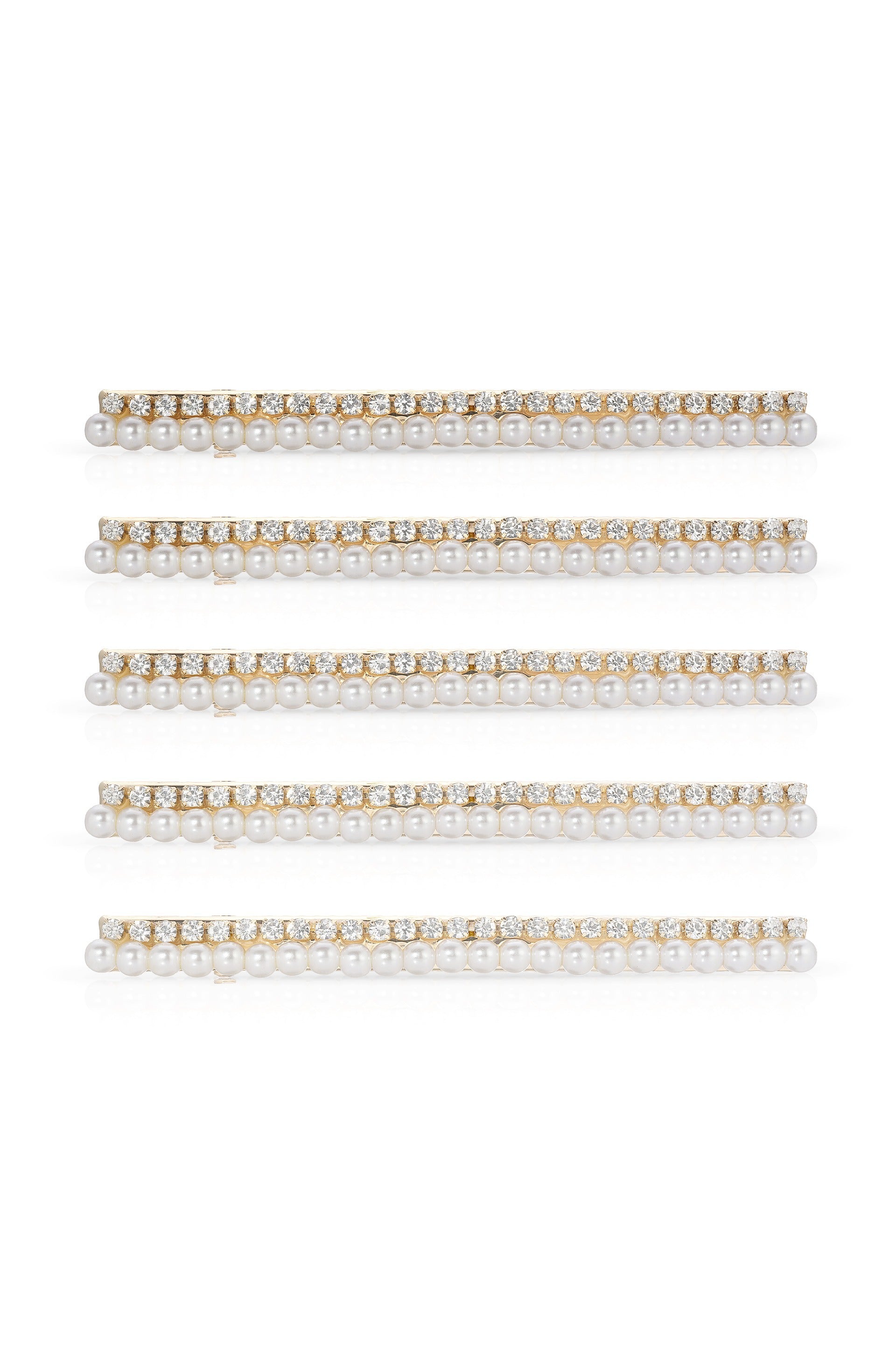 Thin Pearl Crystal Hair Clip Set