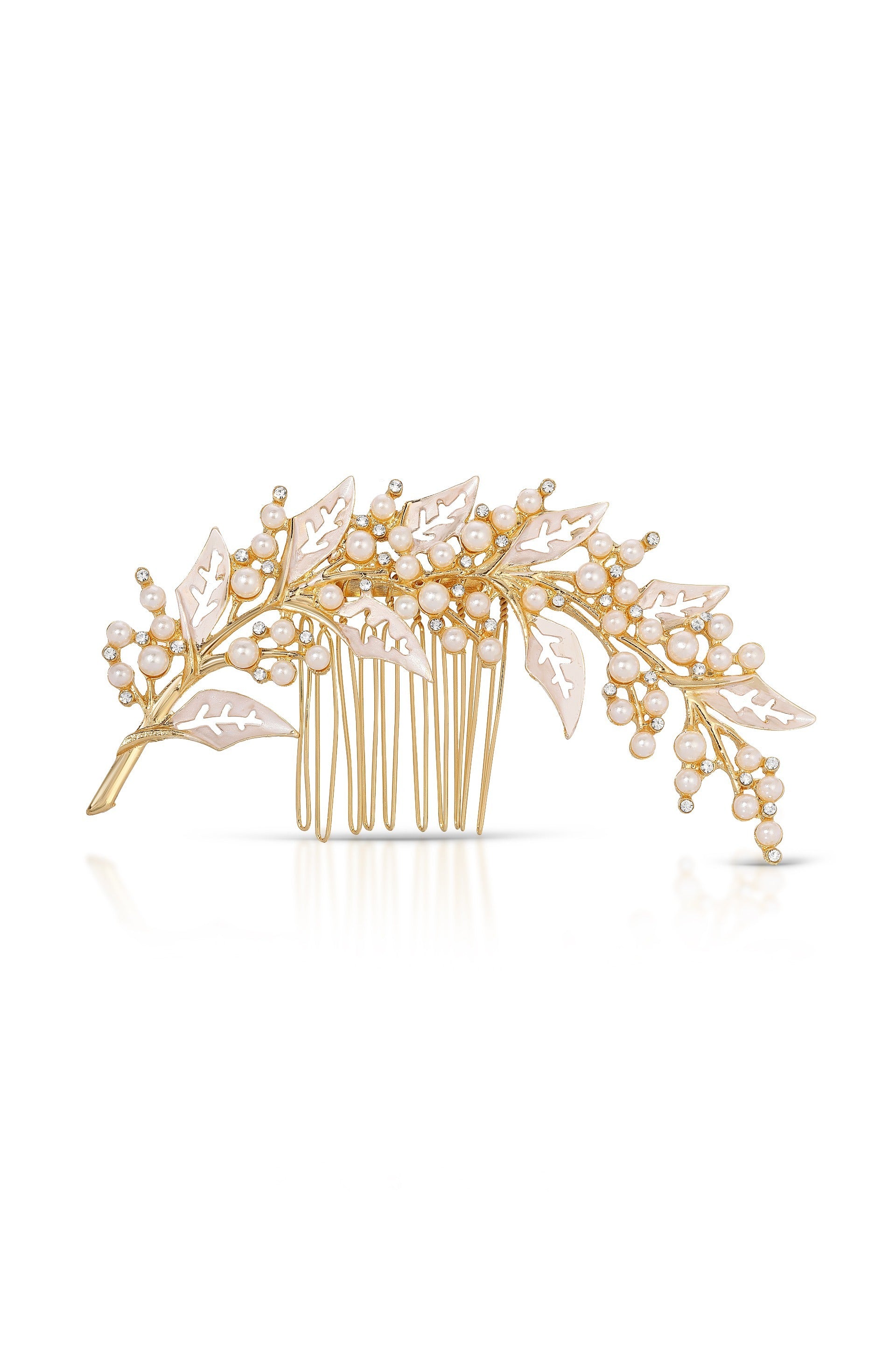 Ethereal Pearl Leaf Hair Comb