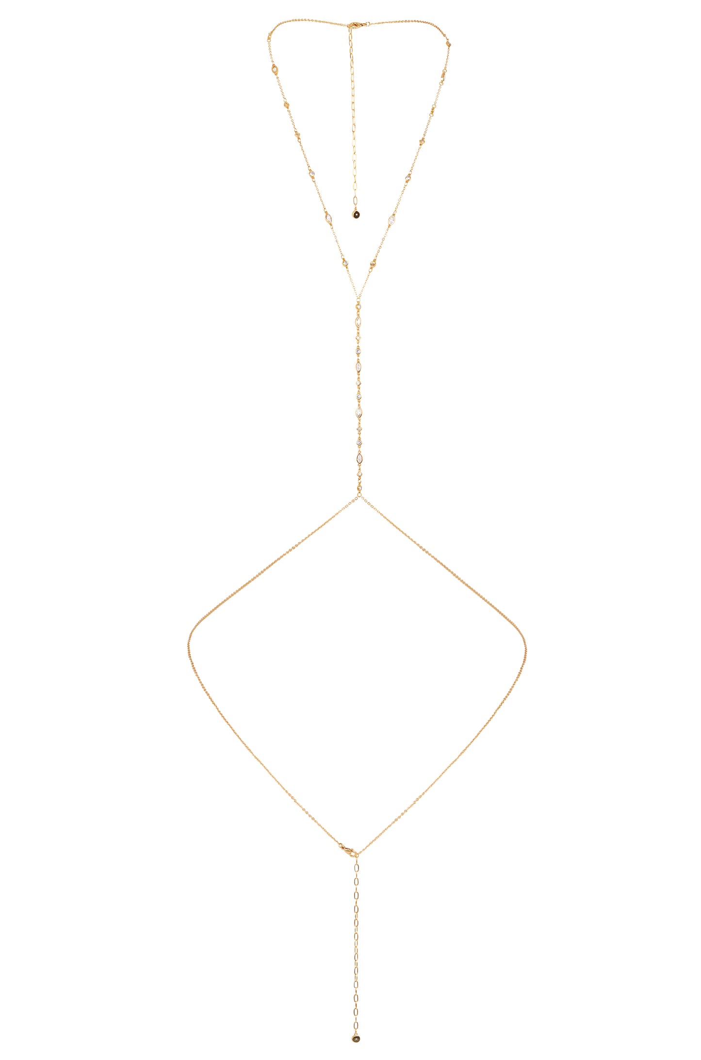 Blissful Crystal Body Chain in Gold