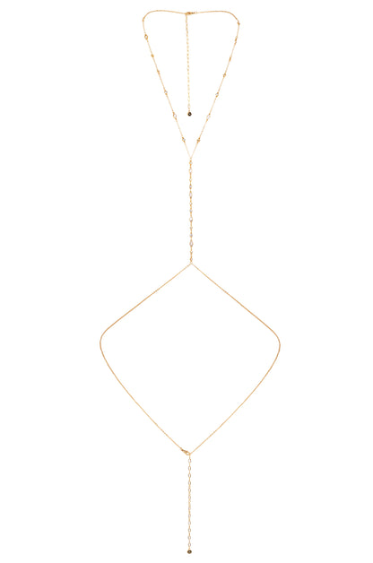 Blissful Crystal Body Chain in Gold