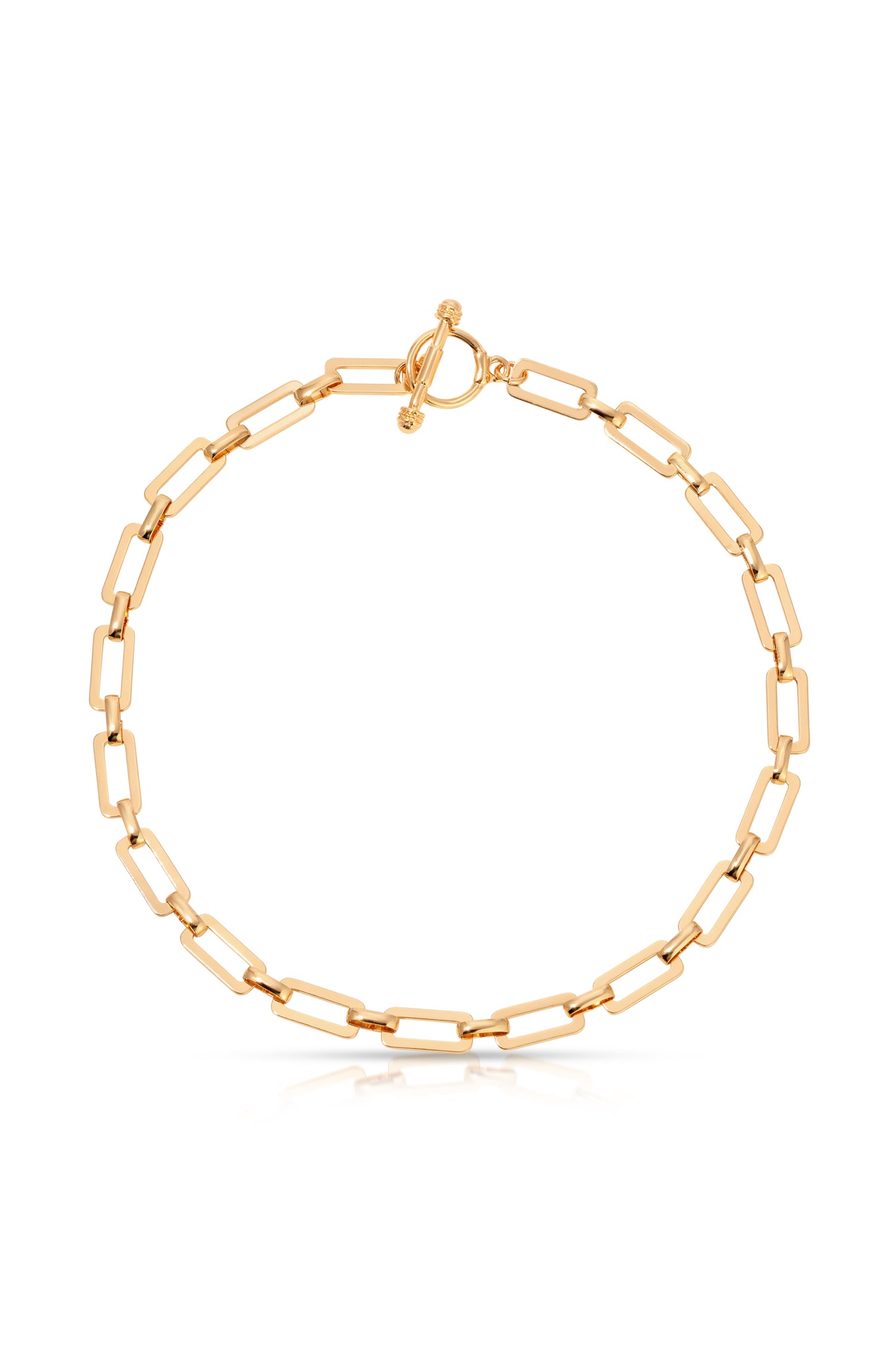 Golden Flat Rectangle Chain Necklace in gold