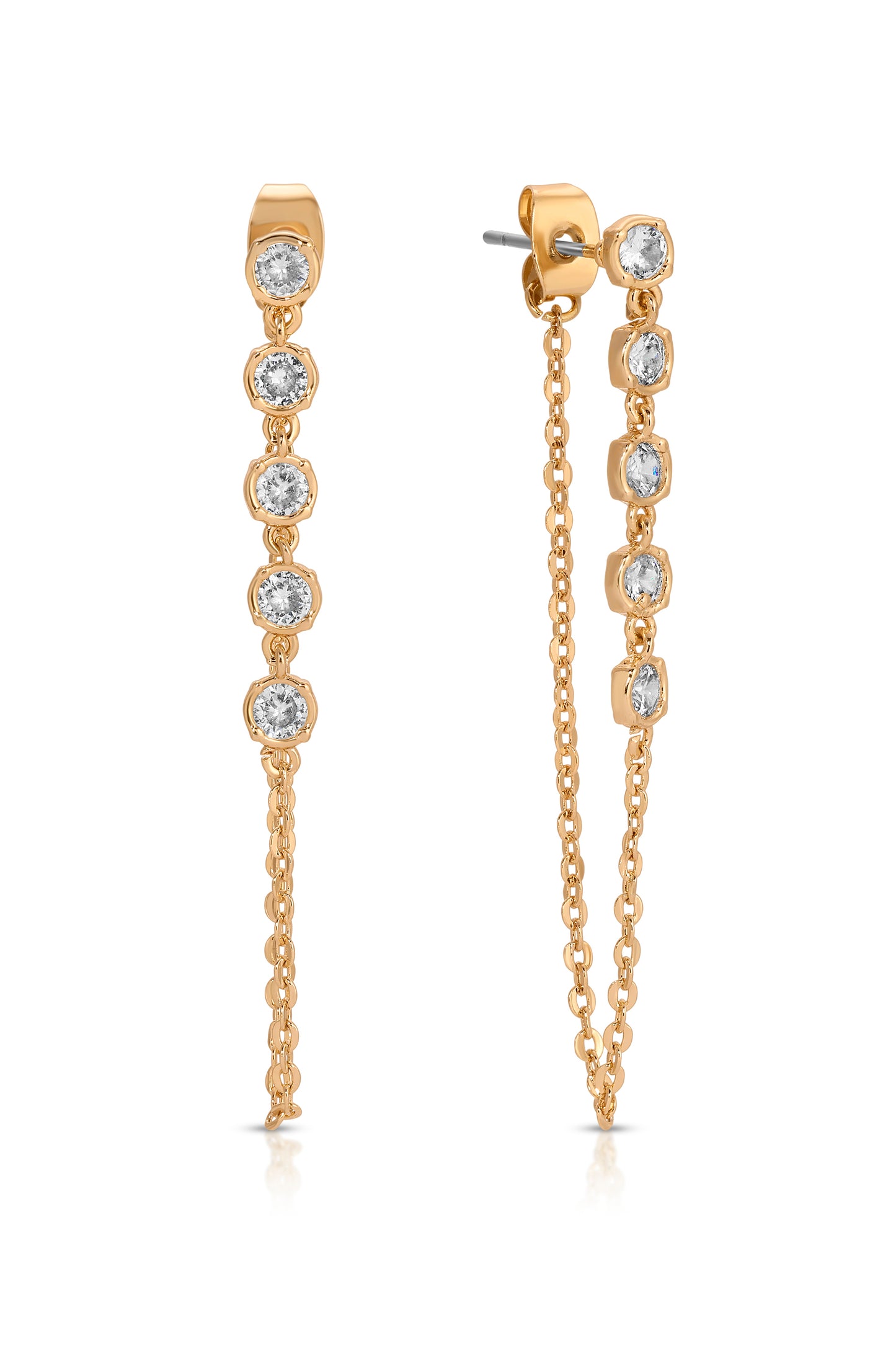 Crystal Chain Danglers 18k Gold Plated Earring