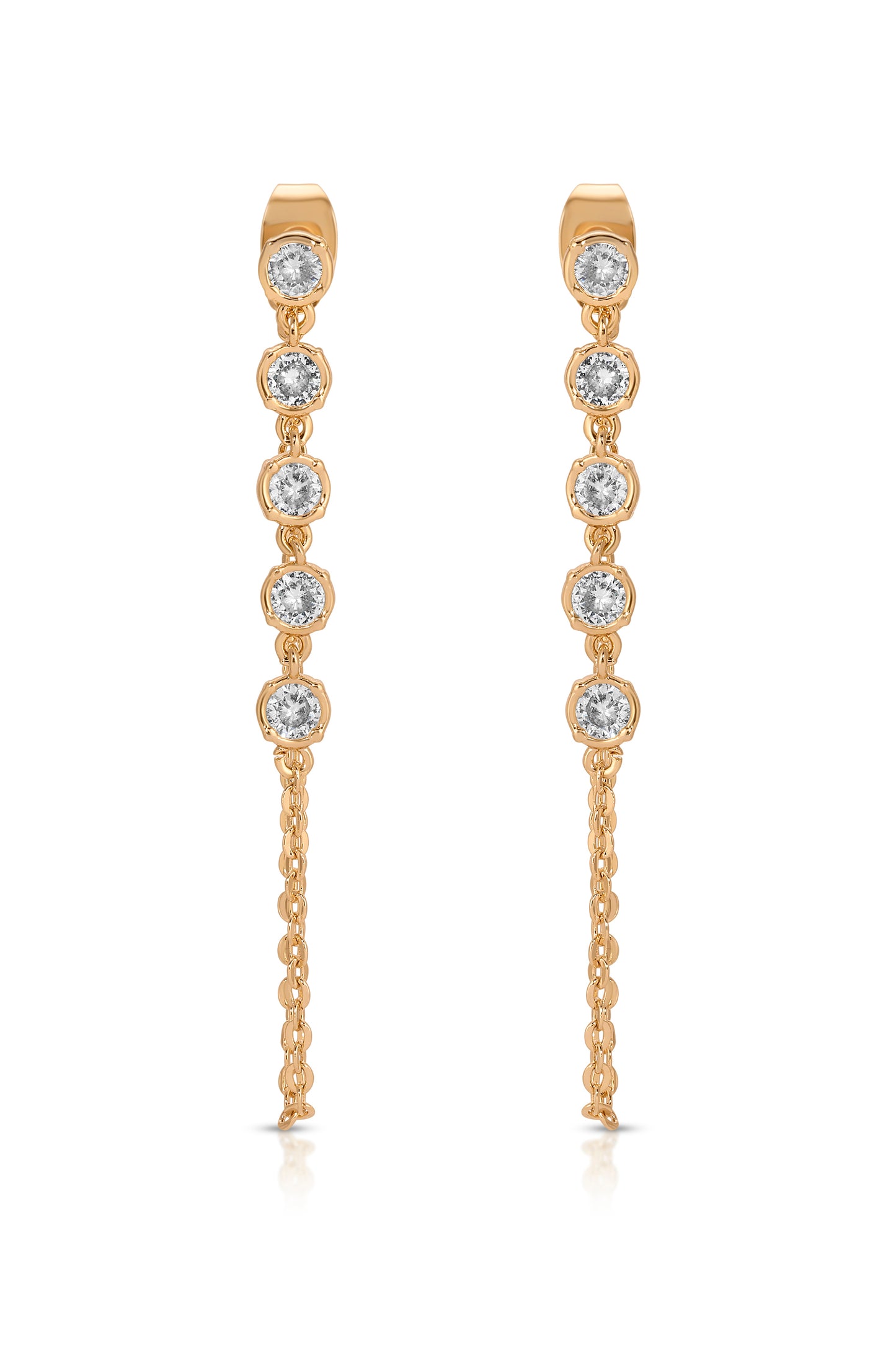 Crystal Chain Danglers 18k Gold Plated Earring front