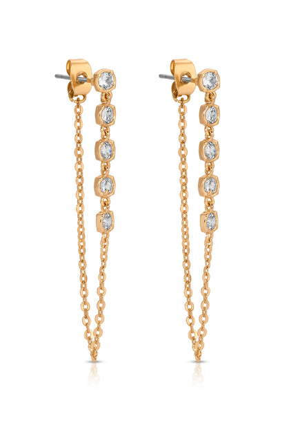 Crystal Chain Danglers 18k Gold Plated Earring 3