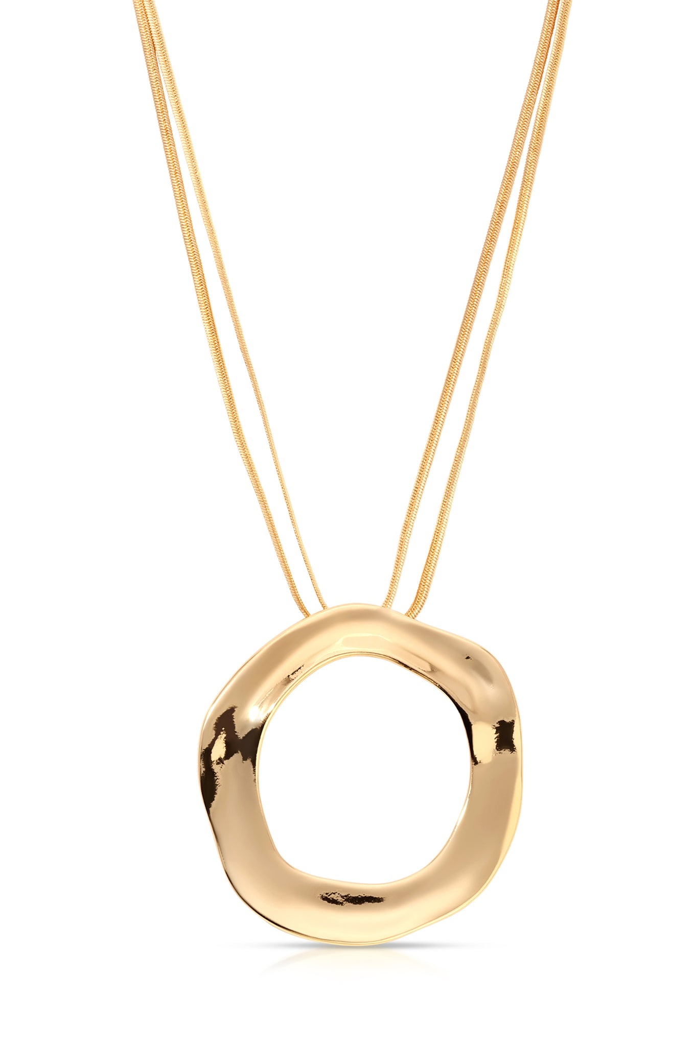 Open Circle Statement 18k Gold Plated Necklace close