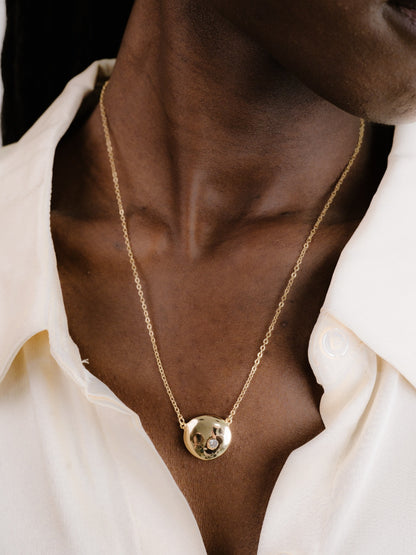 Polished Pebble Pendant Necklace on model 3