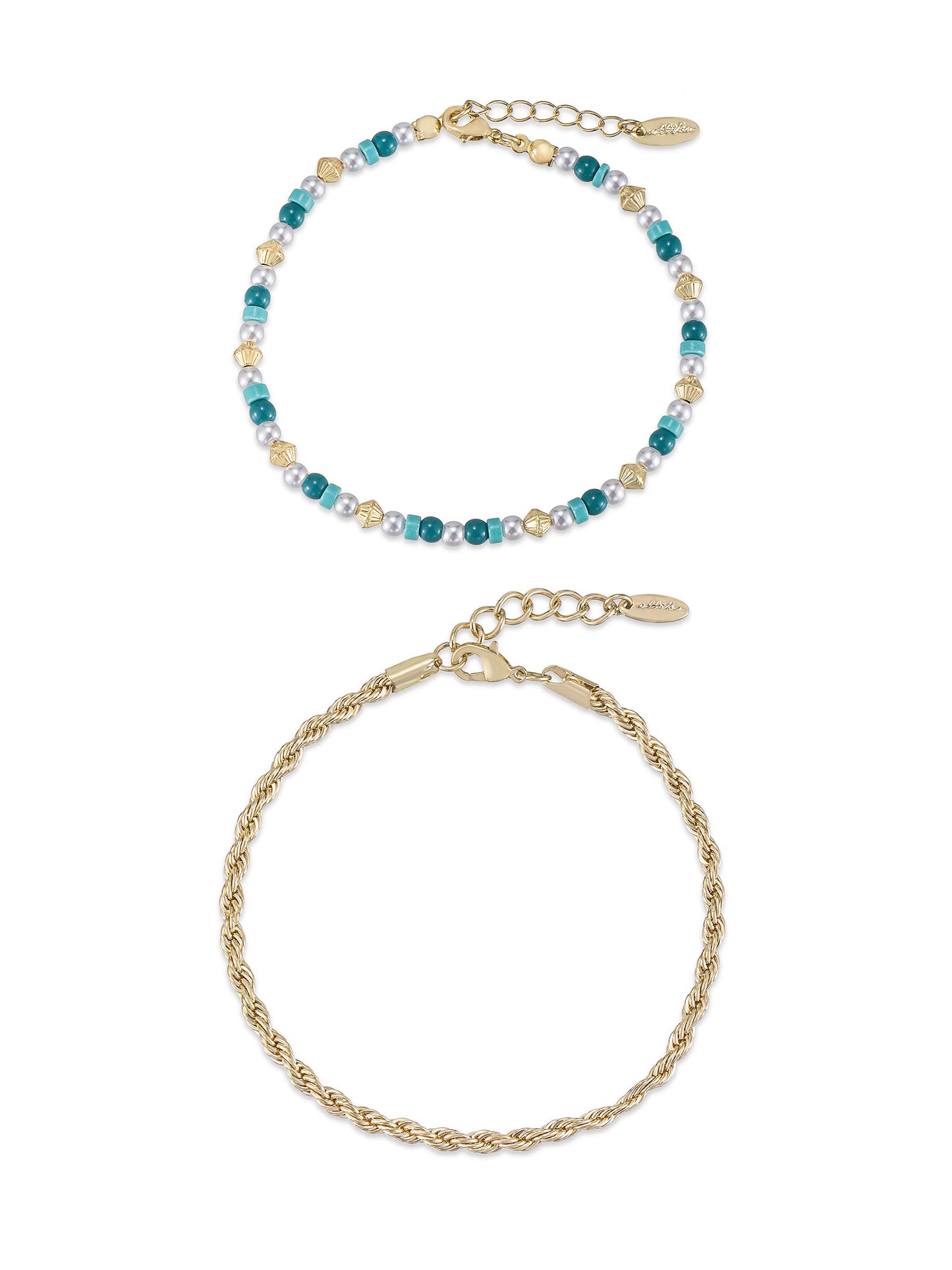 Seaside Turquoise and Pearl Anklet Set