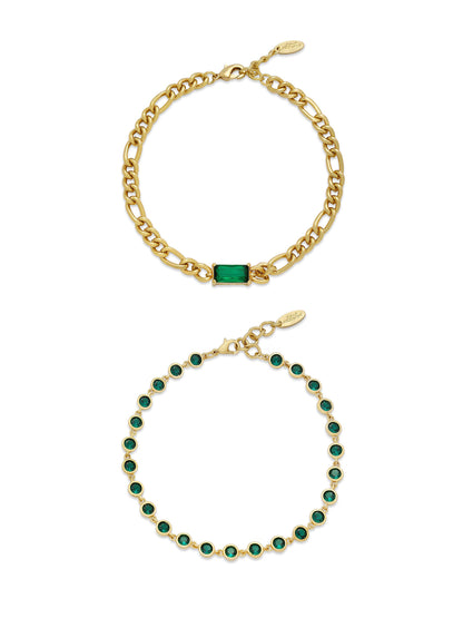 Bejeweled Emerald Anklet Set