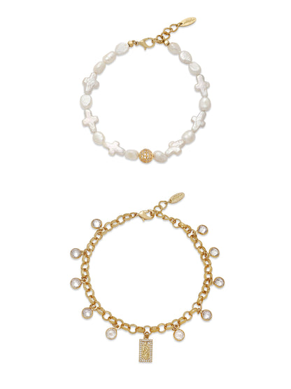 Faithful Pearl and Chain Bracelet Set