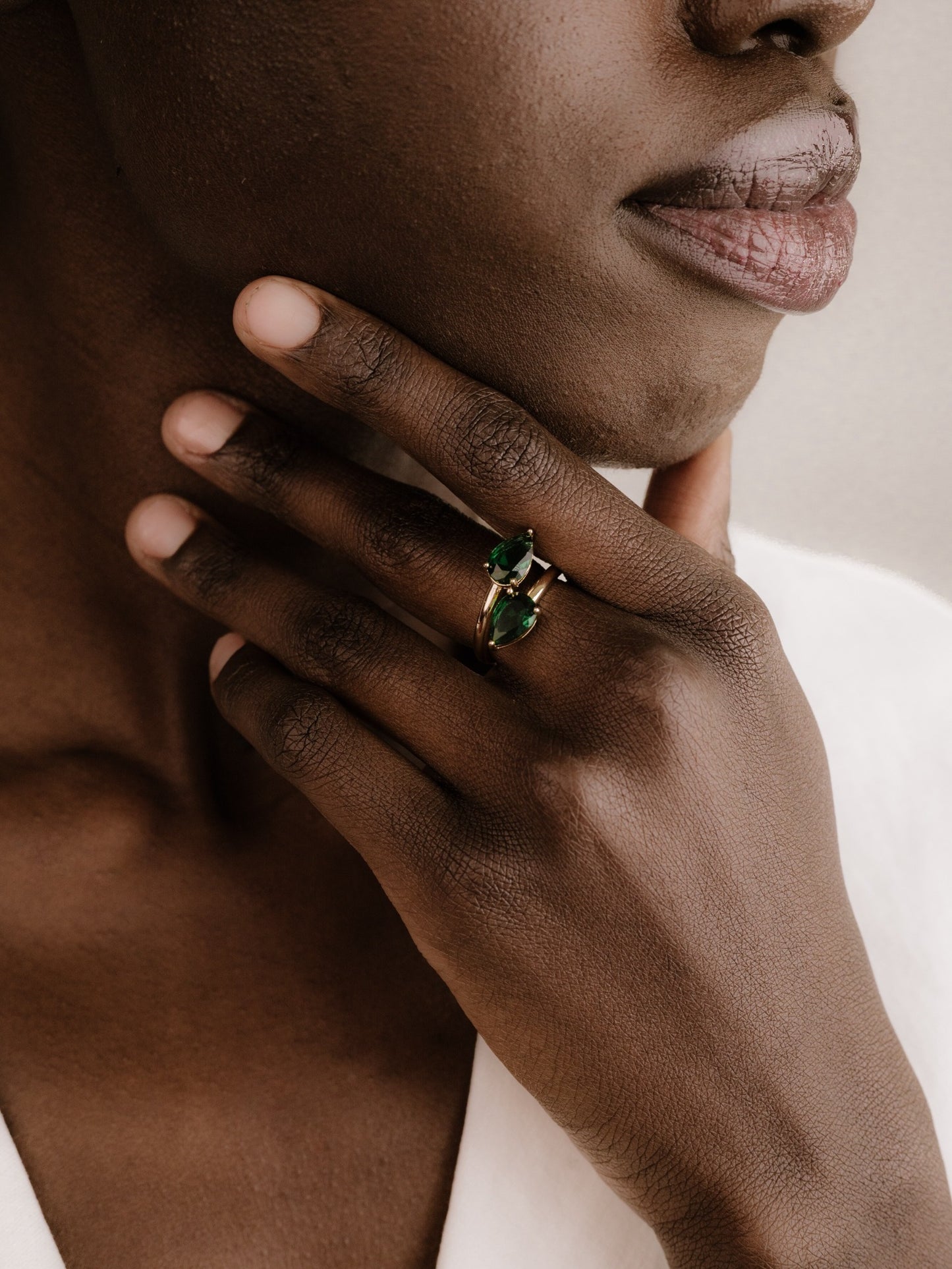 Crystal Teardrop Wrap Ring on model 3