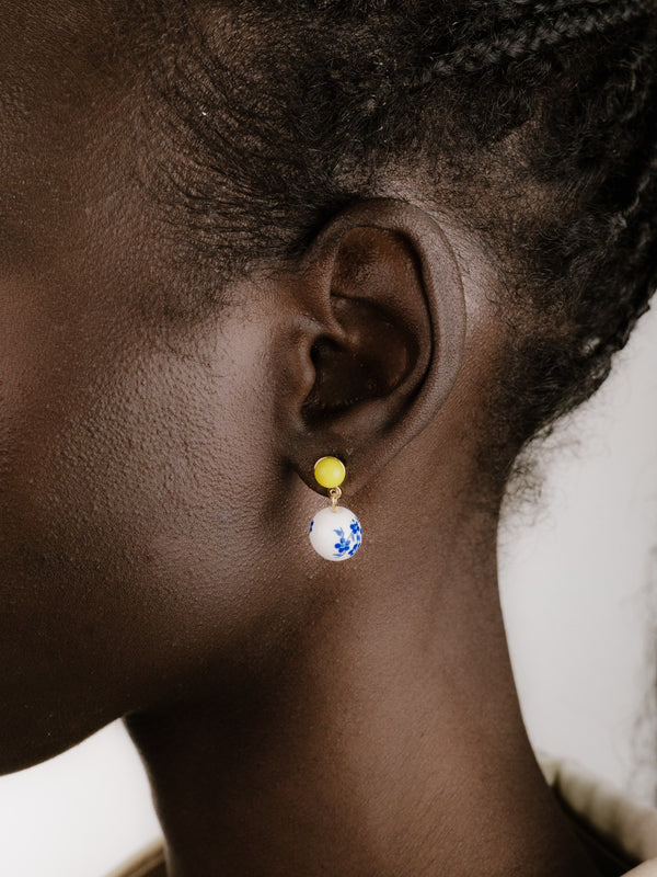 Indigo Floral Drop Earrings Second