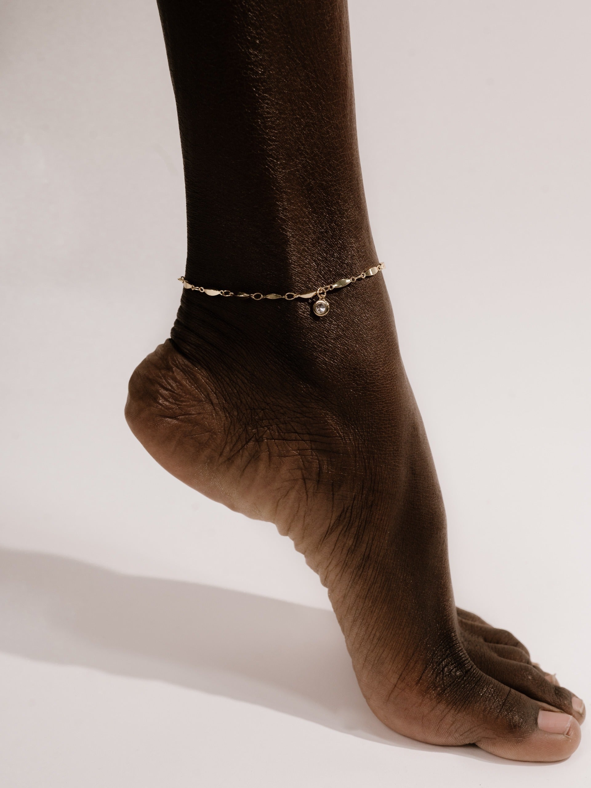 Day Dreamer Anklet with Crystal Charm on model 3