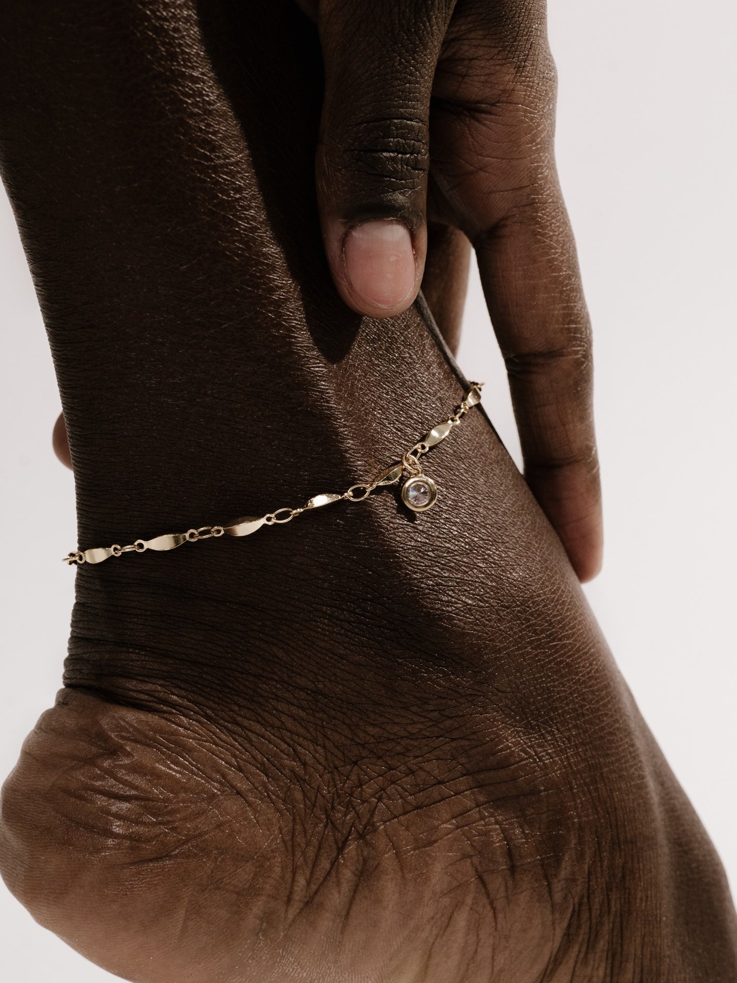 Day Dreamer Anklet with Crystal Charm on model 2