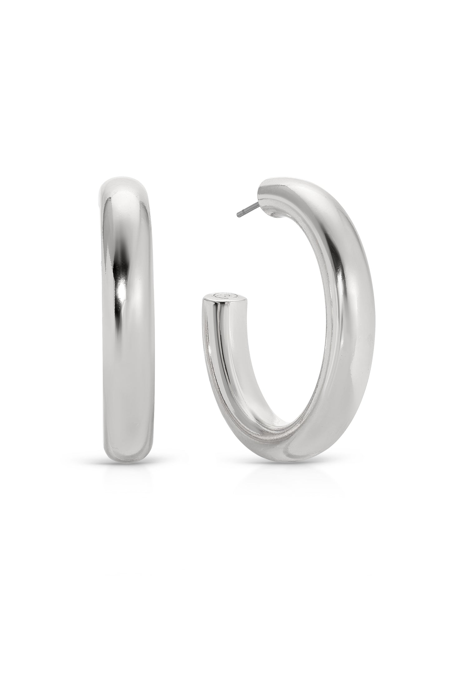 Medium Thick Classic Hoops in rhodium