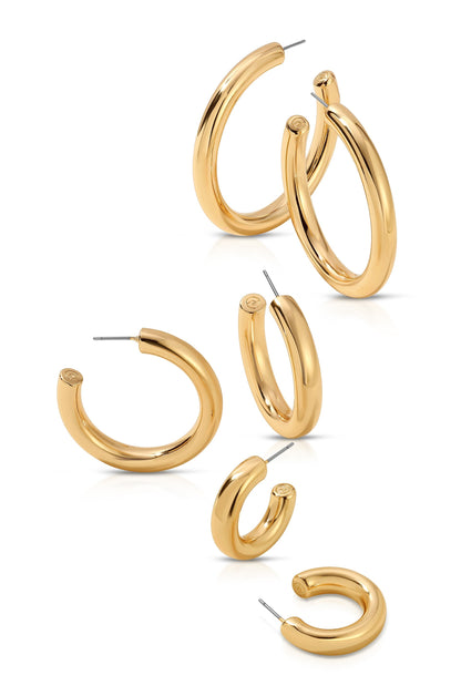Large Thick Classic Hoops in gold