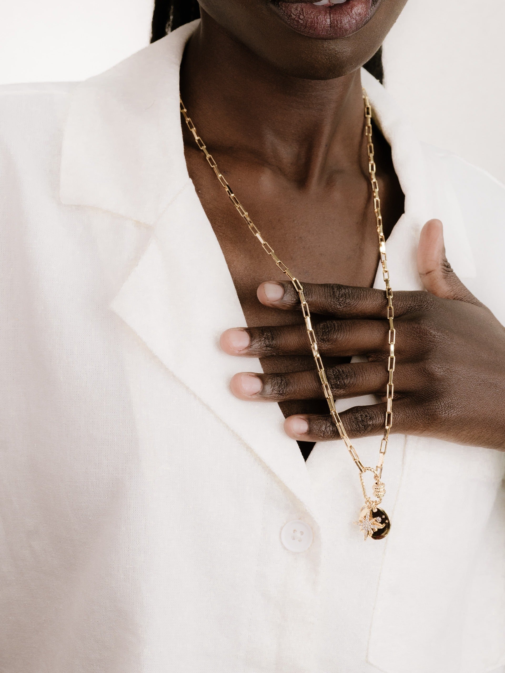 Charmed For Sure Necklace on model 3