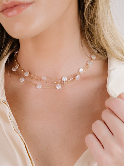 Dressed in Pearls Layered Necklace on model 3