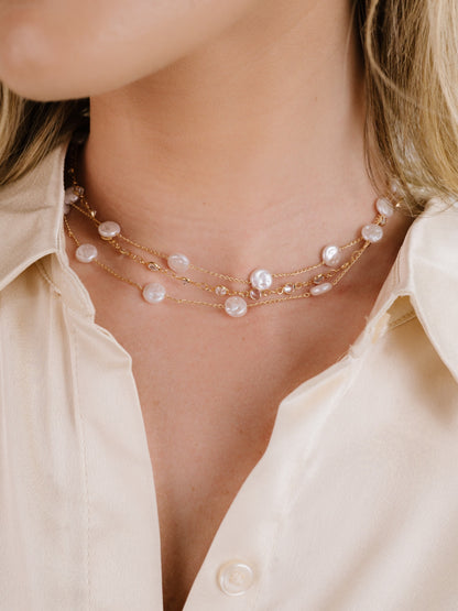Dressed in Pearls Layered Necklace on model 4