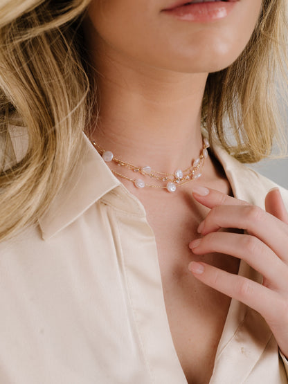 Dressed in Pearls Layered Necklace on model 5