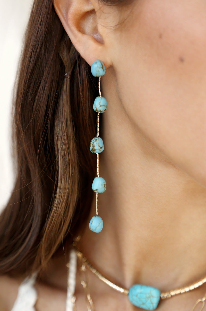 Dripping Turquoise Delicate Drop Earrings 8